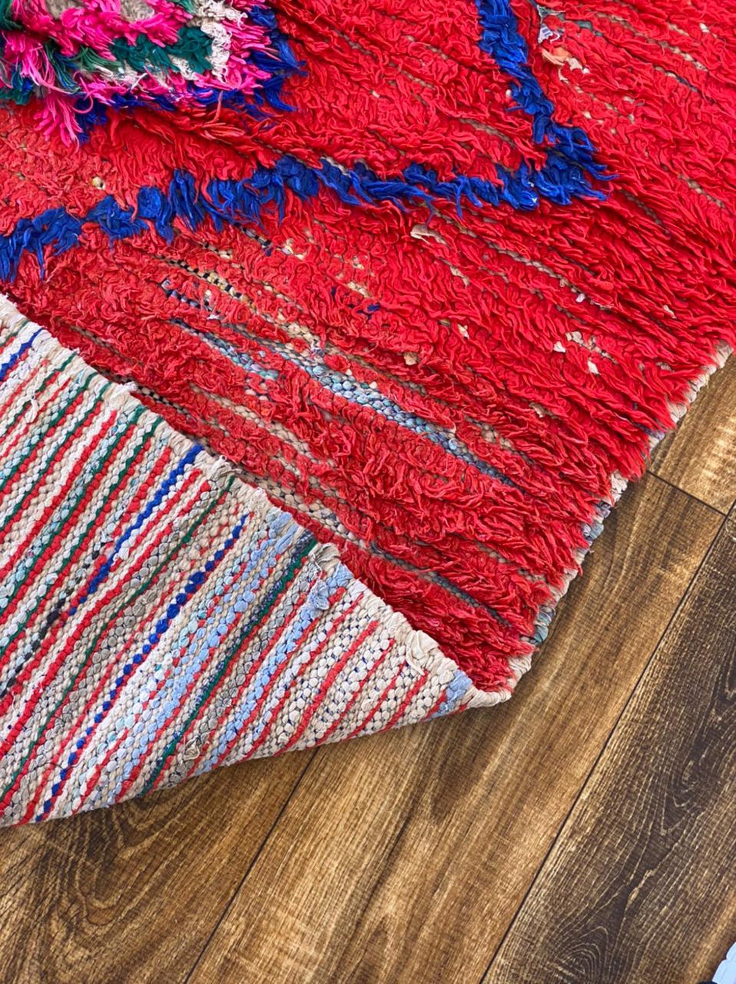 4x7 ft Moroccan vintage red rug, woven Berber area rug .