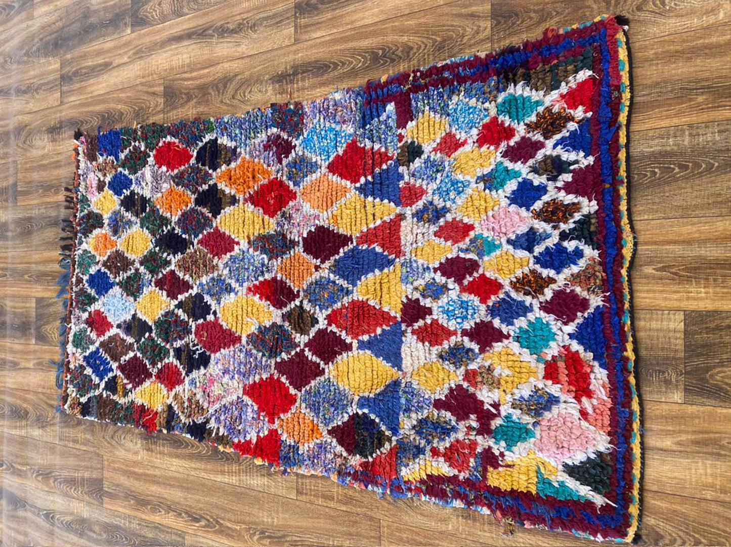 Colorful 3x6 ft Moroccan vintage Berber area rug .