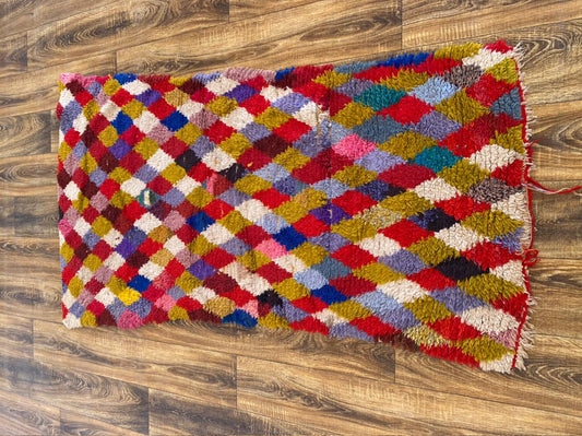 Tapis berbère vintage marocain 3x5 pieds, petit tapis tissé.