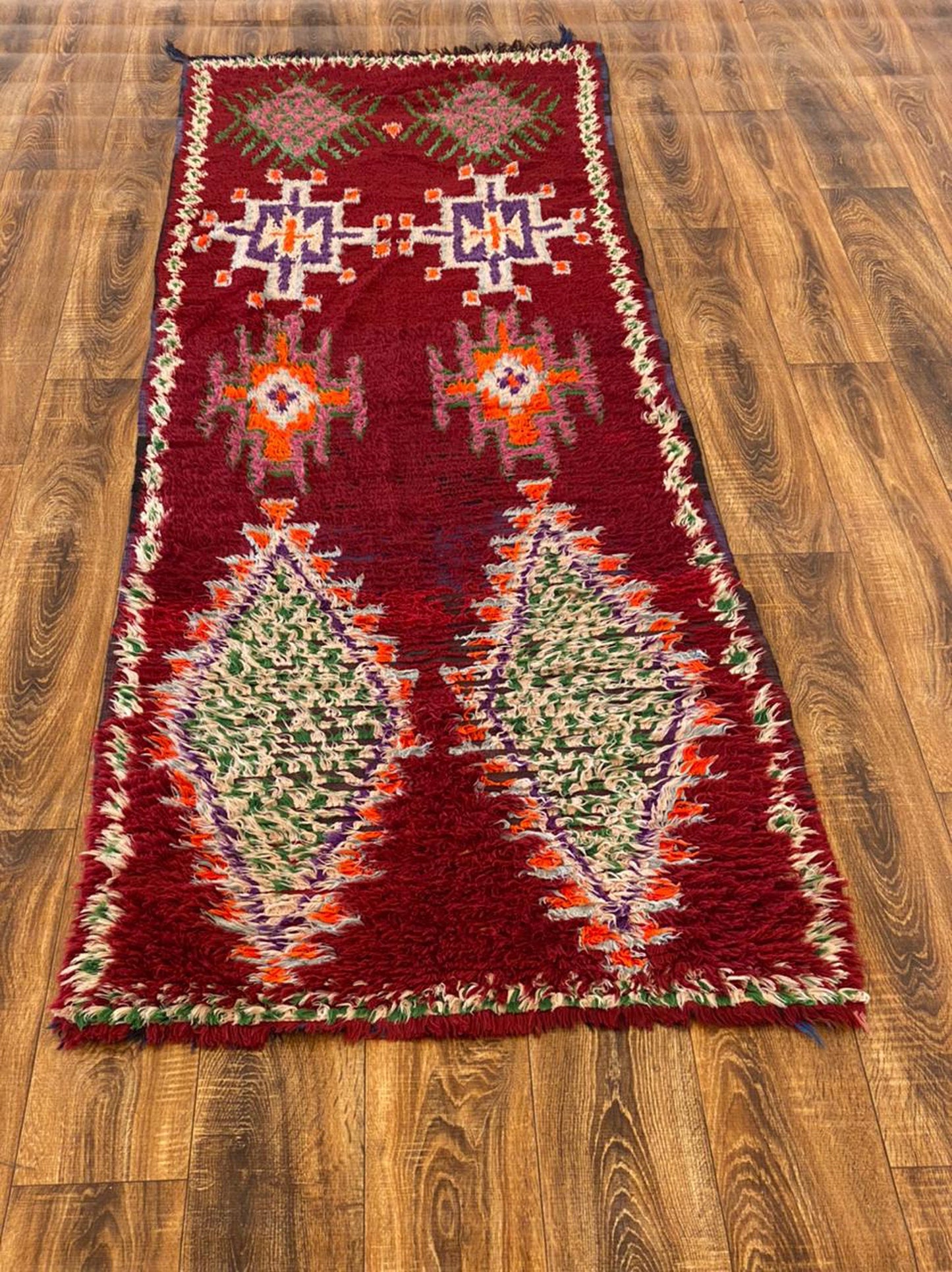 3x9 ft Moroccan vintage runner, woven Azilal Berber runner rug.