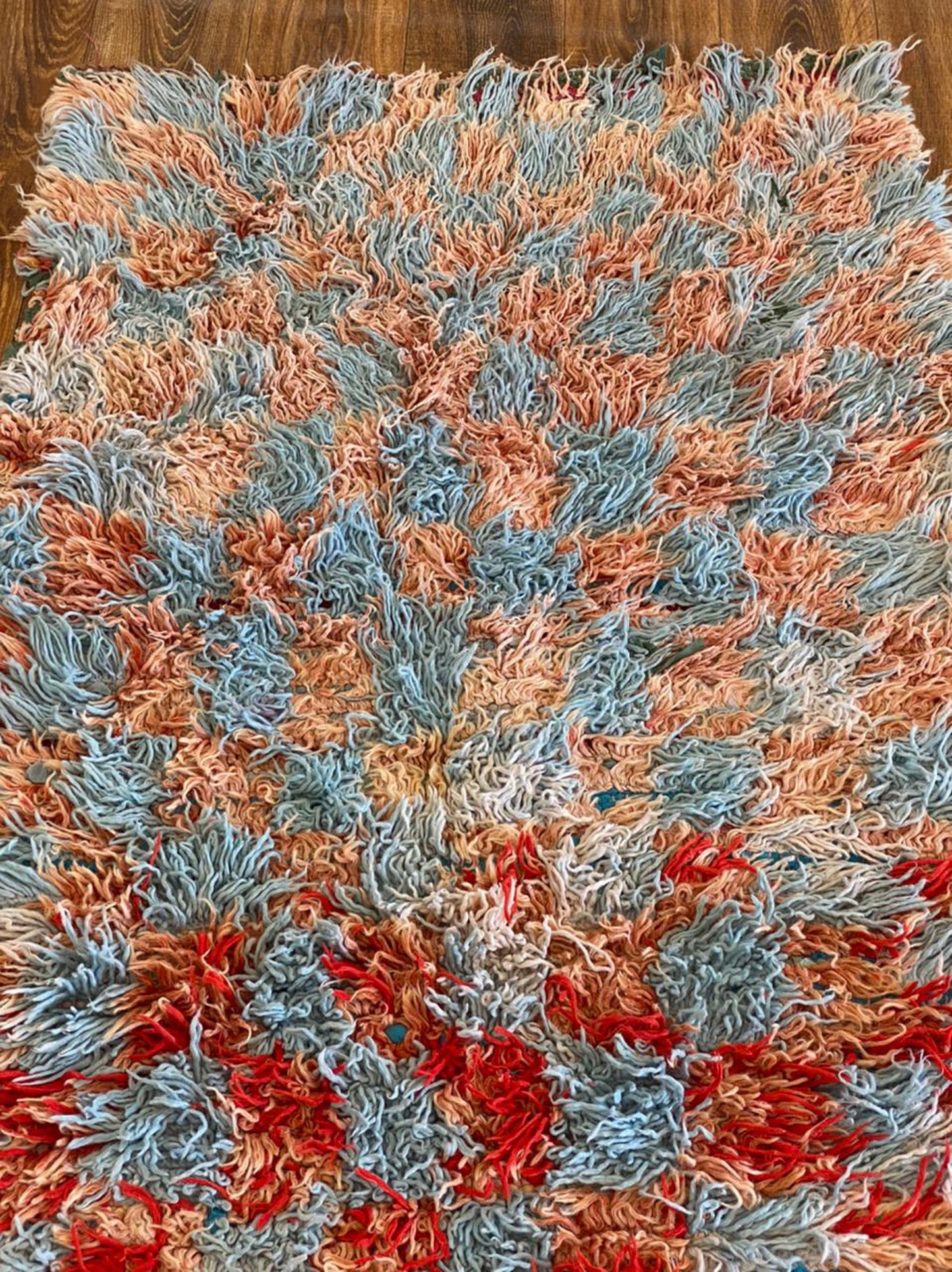 3x10 ft Moroccan vintage Berber checkered runner rug .