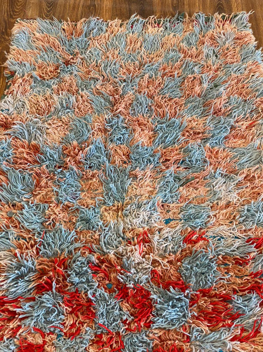 Tapis de couloir à carreaux berbère vintage marocain 3x10 pieds.