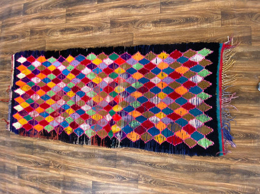 3x8 ft Moroccan vintage Berber area rug .