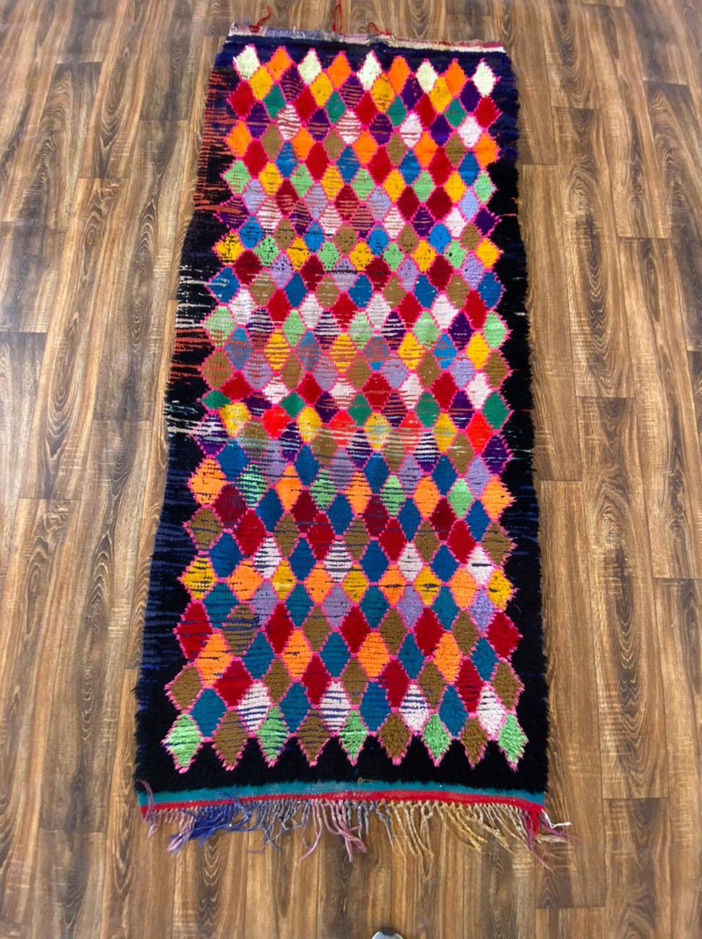 3x8 ft Moroccan vintage Berber area rug .