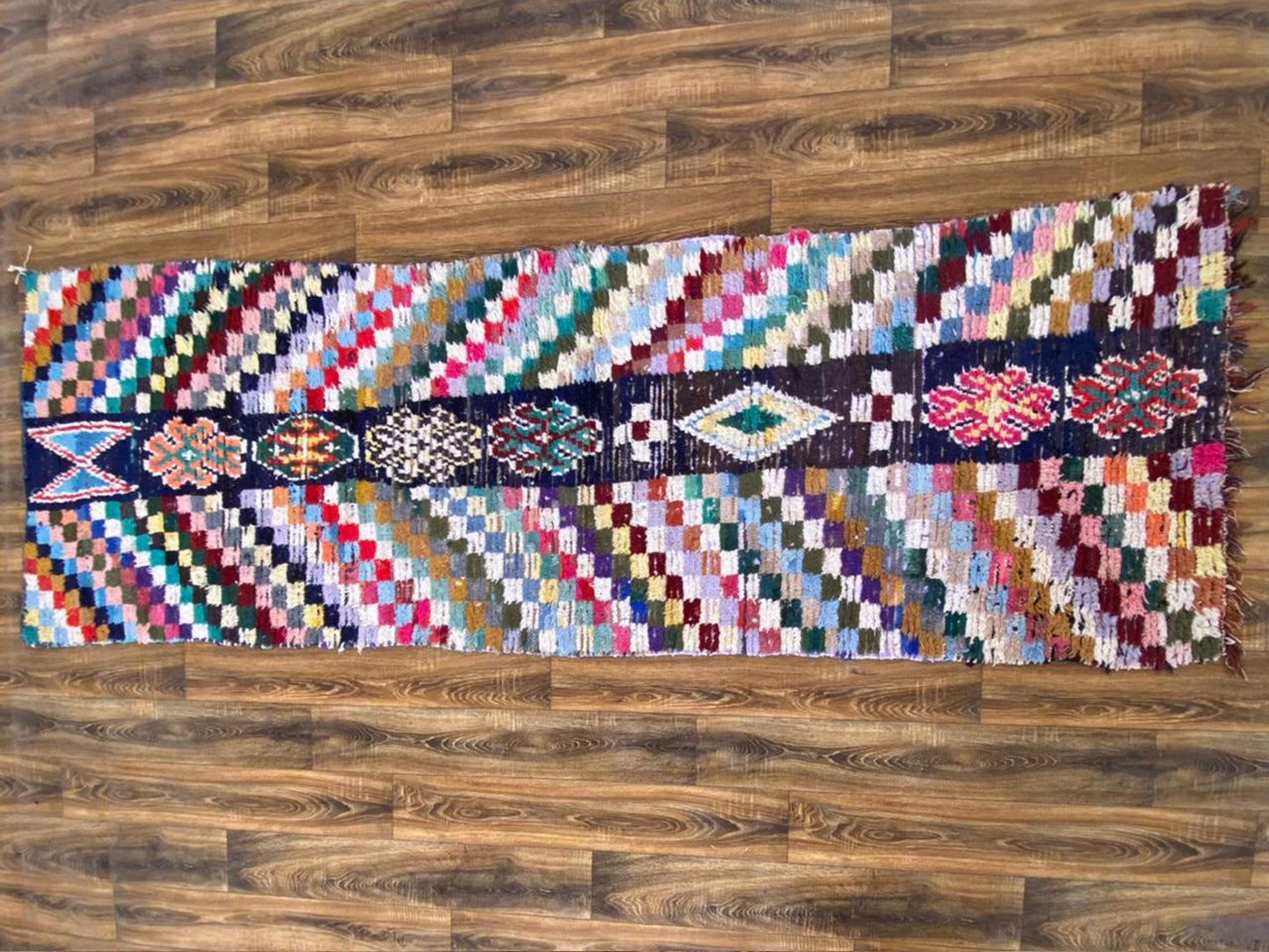 3x10 ft Moroccan vintage Berber long runner rug .