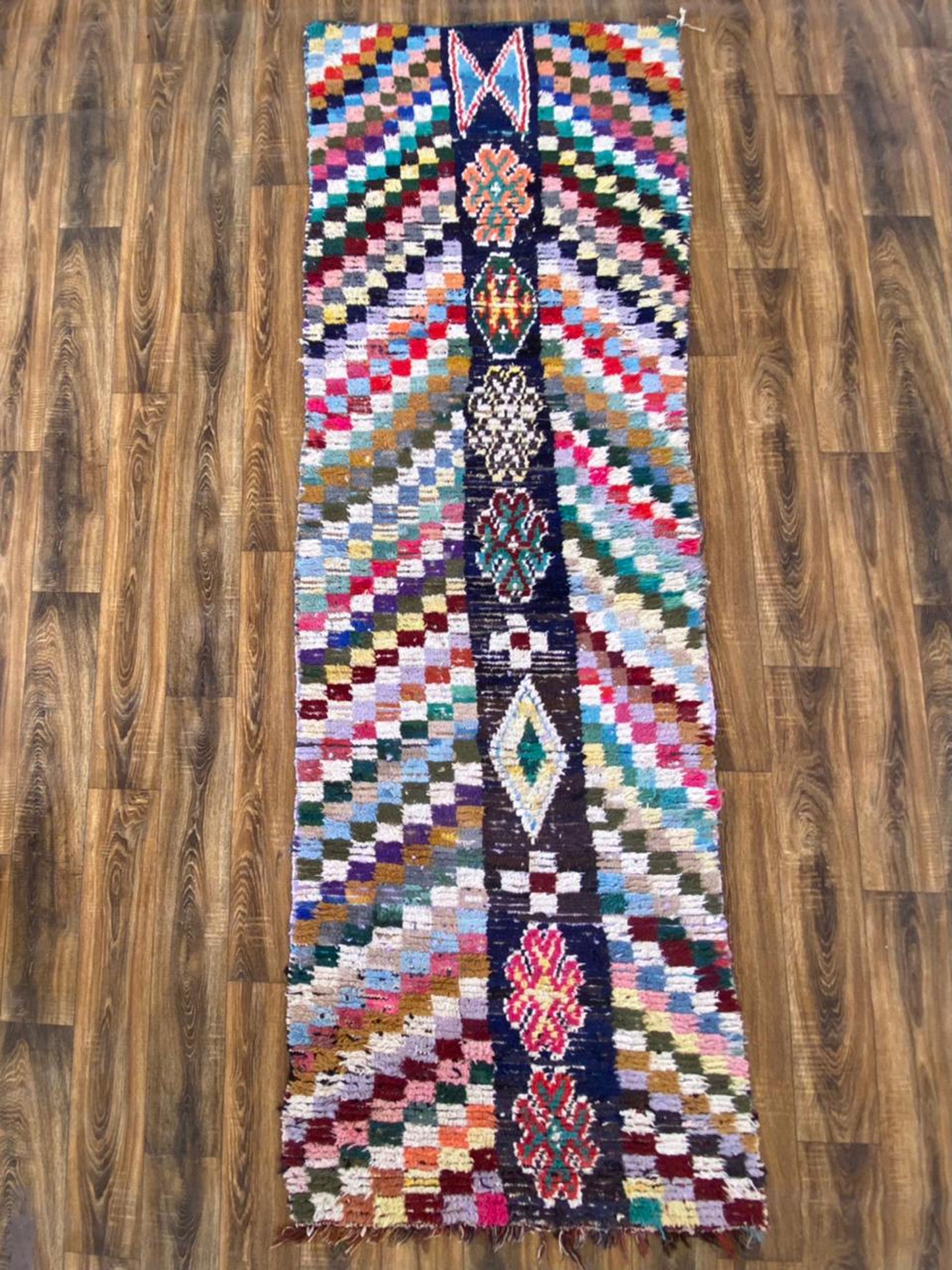 Tapis berbère marocain vintage 3x10 pieds.