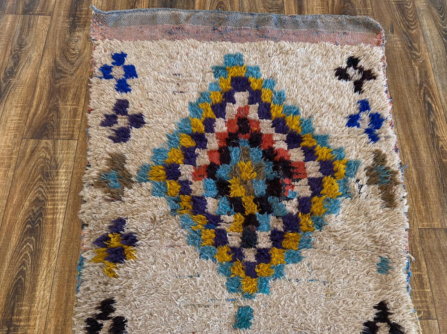 Unique Moroccan vintage small Berber area rug 3x5 ft.