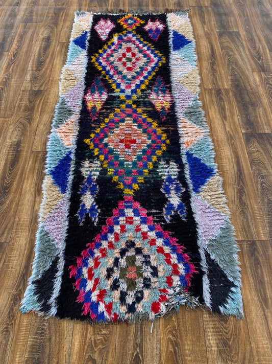 Vintage Moroccan Berber woven rug 3x7 ft.