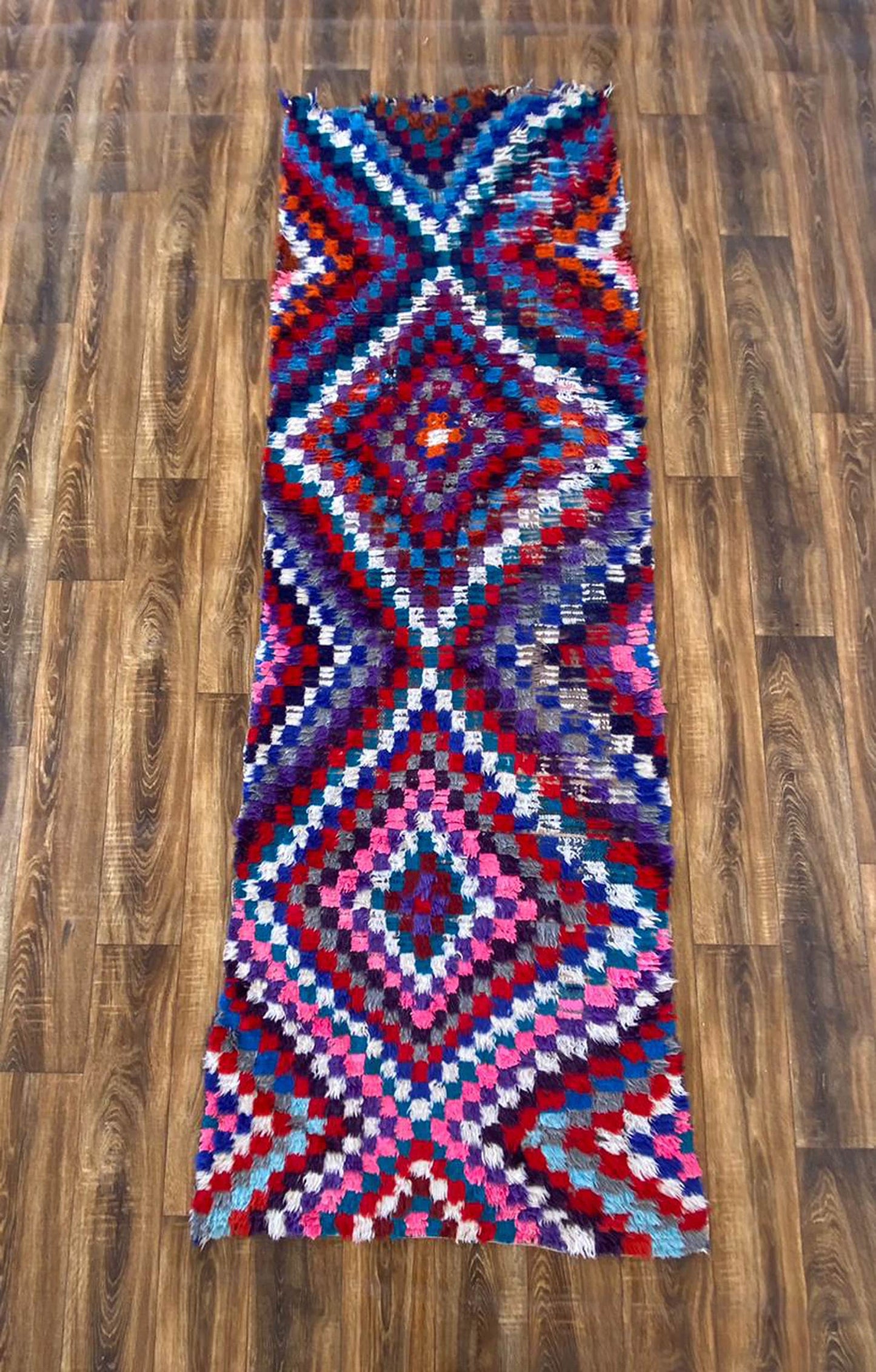 3x8 ft Moroccan vintage runner, woven Azilal Berber runner rug.
