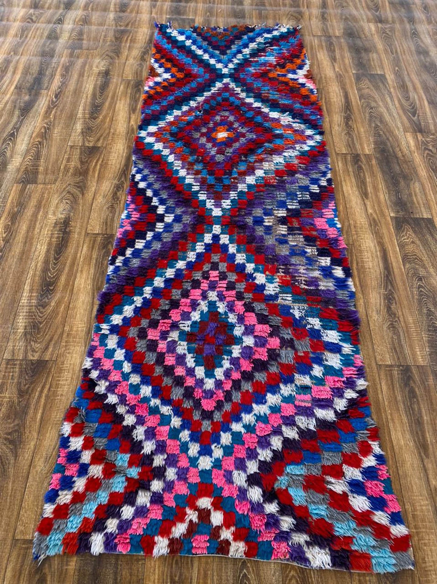 3x8 ft Moroccan vintage runner, woven Azilal Berber runner rug.
