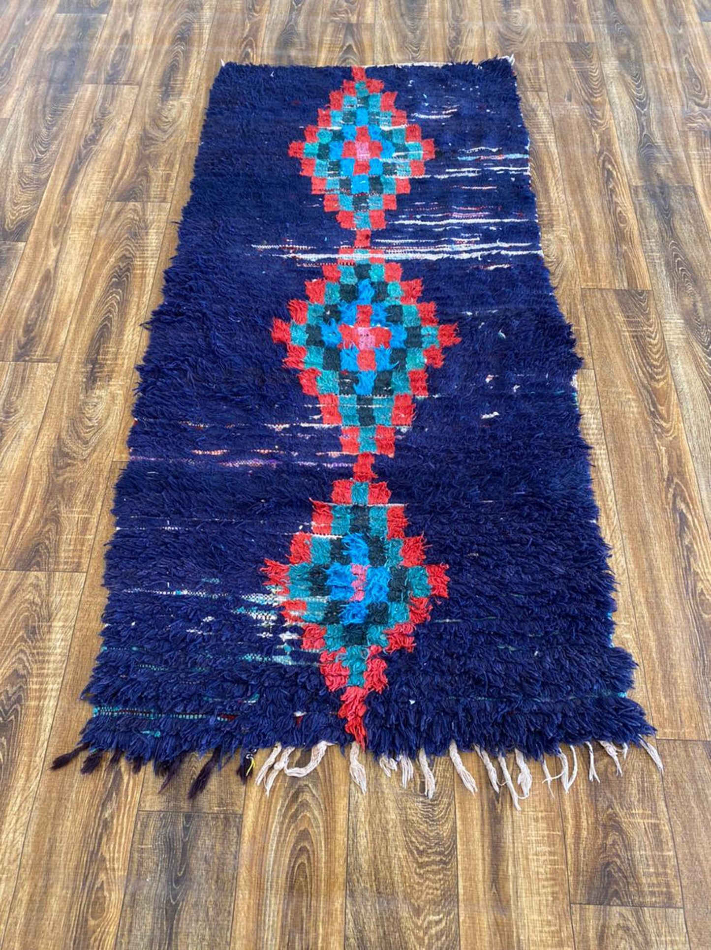 Vintage Moroccan Berber Rug - Hand-Knotted One-of-a-Kind - Soft Shaggy Texture