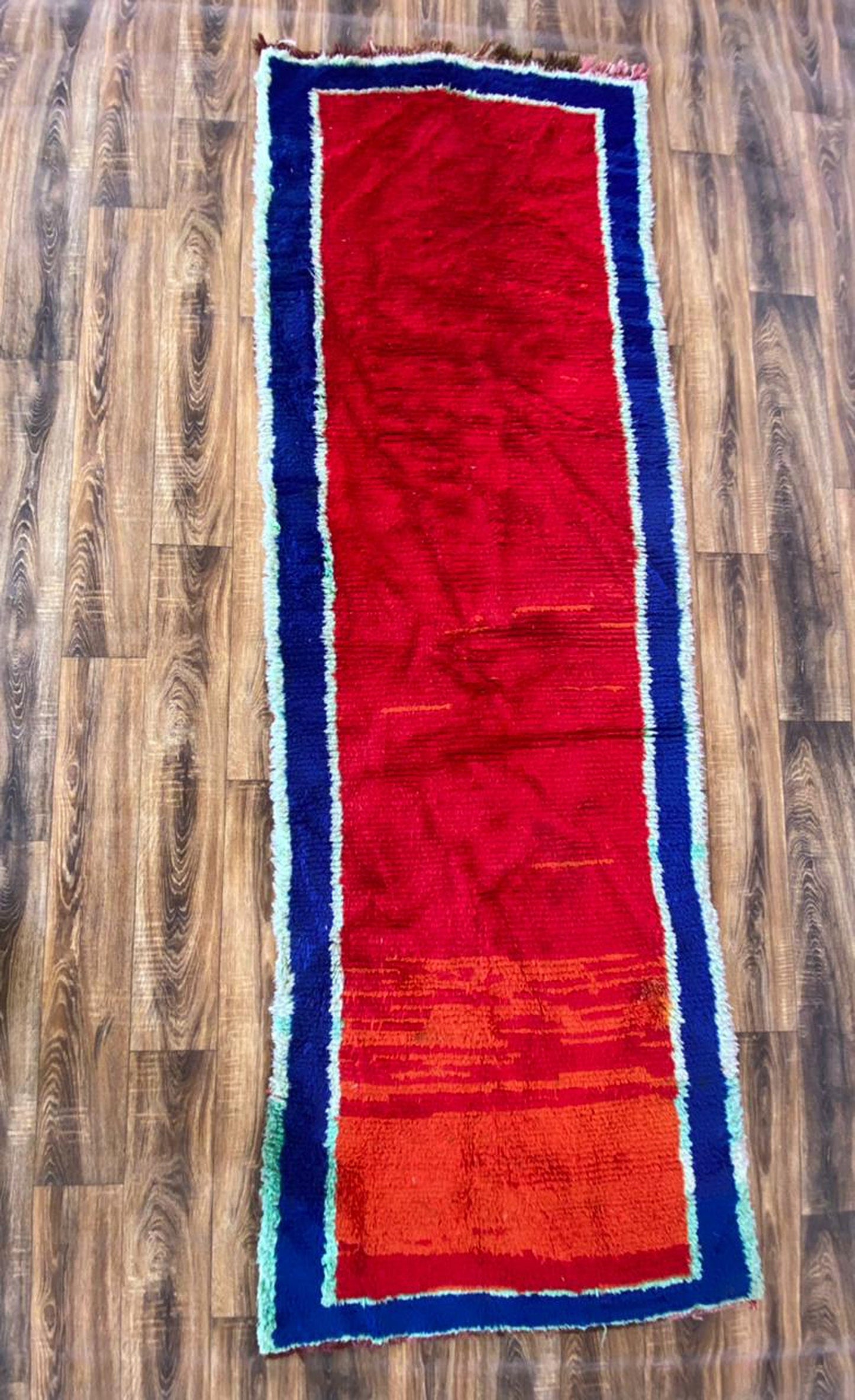 3x9 ft vintage Moroccan runner rug.