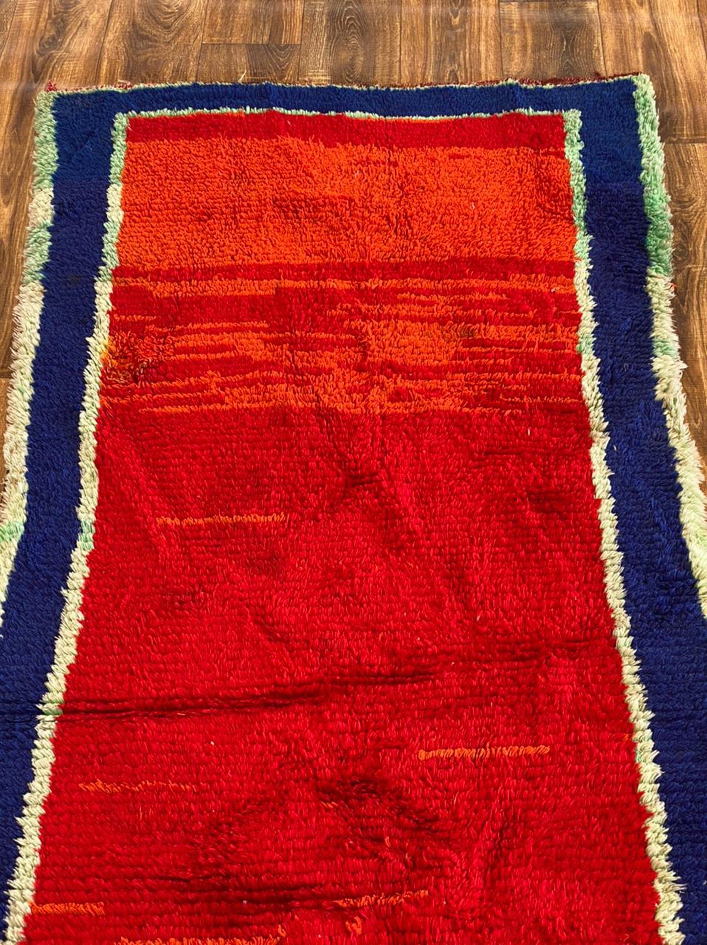 3x9 ft vintage Moroccan runner rug.