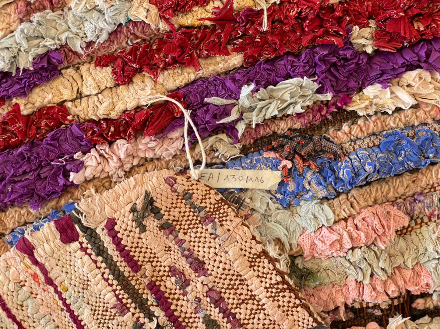 4x4 ft Moroccan vintage boucherouite area rug.