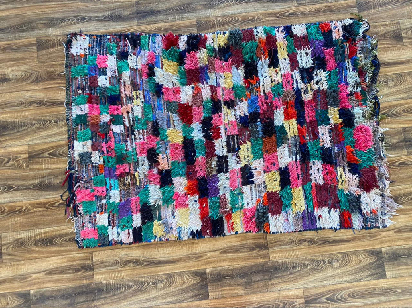 4x6 tribal Moroccan vintage colorful Berber area rug.