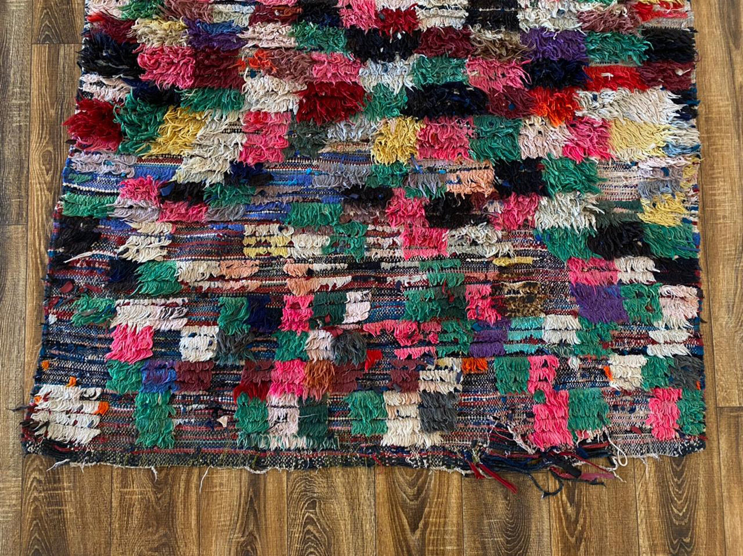 4x6 tribal Moroccan vintage colorful Berber area rug.