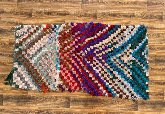 Tapis marocain Boucherouite 3x7 pieds.