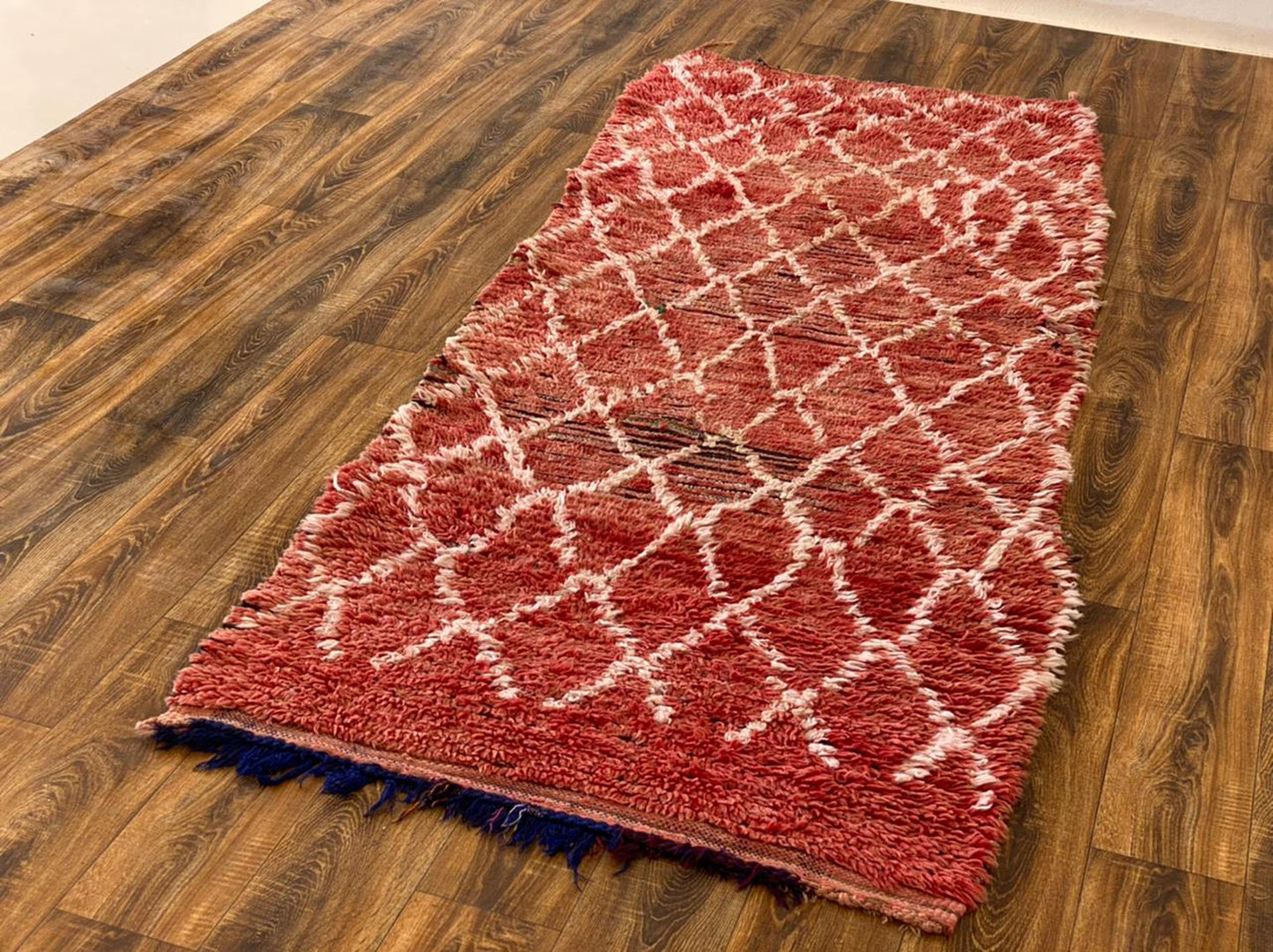 Red Moroccan Vintage runner Rug 3x8, Tribal woven Berber Rugs.