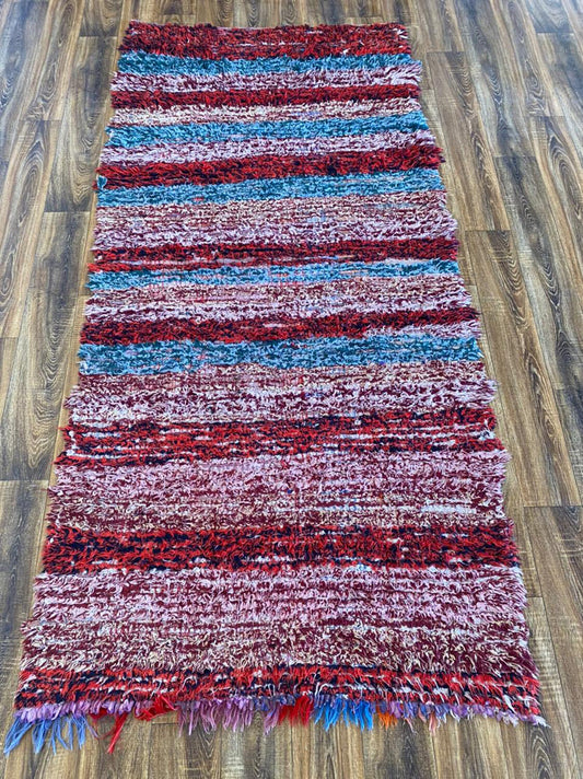 Tapis marocain berbère rayé coloré de grande taille 4x9.