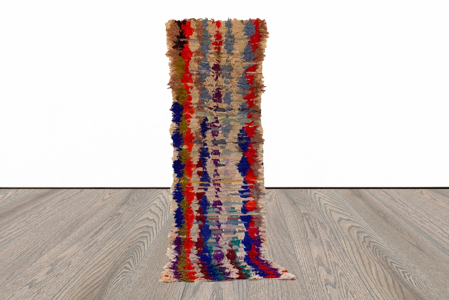 Moroccan vintage Berber runner, 2x9 ft woven runner rug.