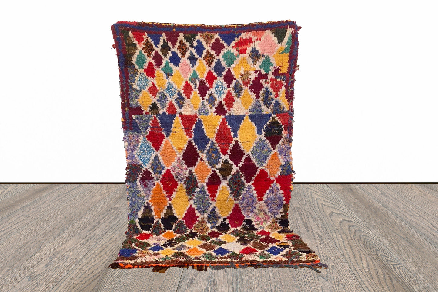 Colorful 3x6 ft Moroccan vintage Berber area rug .