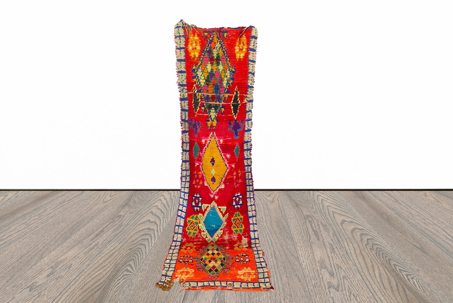 3x9 ft Moroccan vintage runner rug, Azilal woven Berber runner.