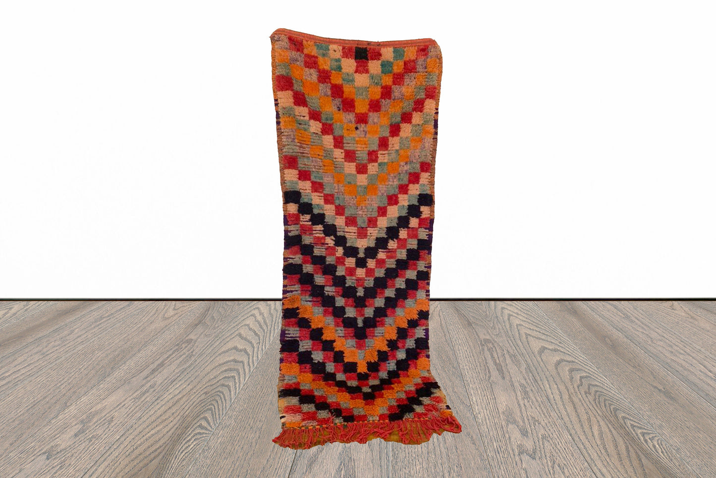Moroccan vintage woven Berber runner rug 3x7 ft.