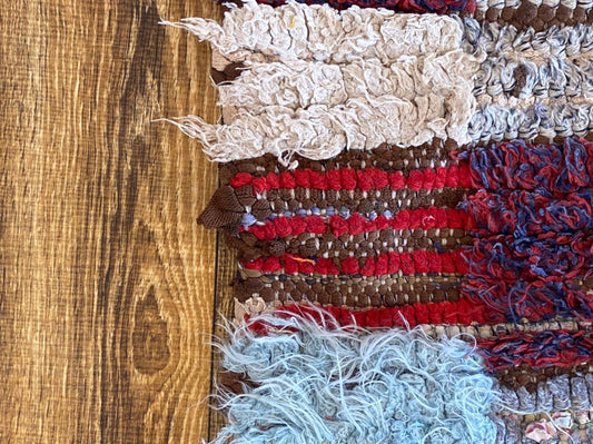 Moroccan vintage area rug 3x7 ft.