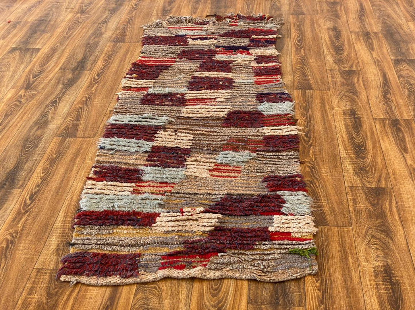 Moroccan vintage area rug 3x7 ft.