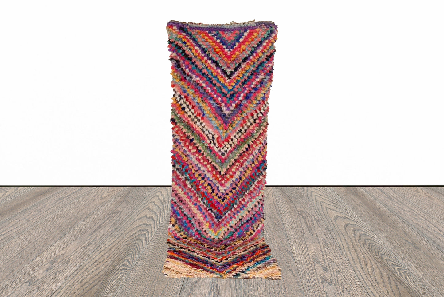 3x8 ft Boucherouite Moroccan vintage Berber runner rug.