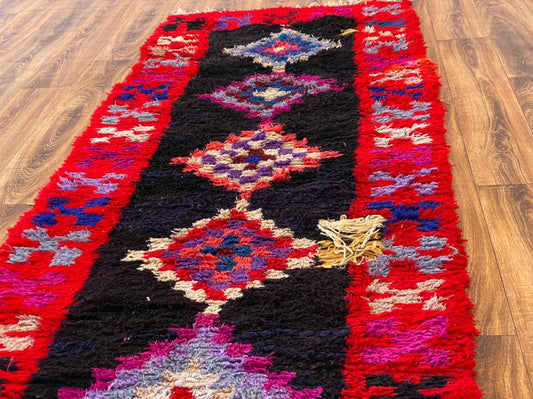 Tapis de couloir marocain vintage de 3 x 10 pieds de long.