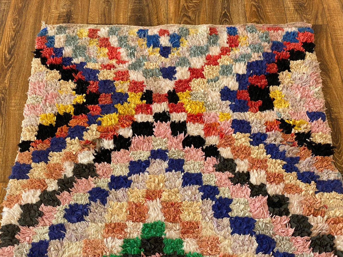 Boucherouite Moroccan runner rug 3x9 ft.
