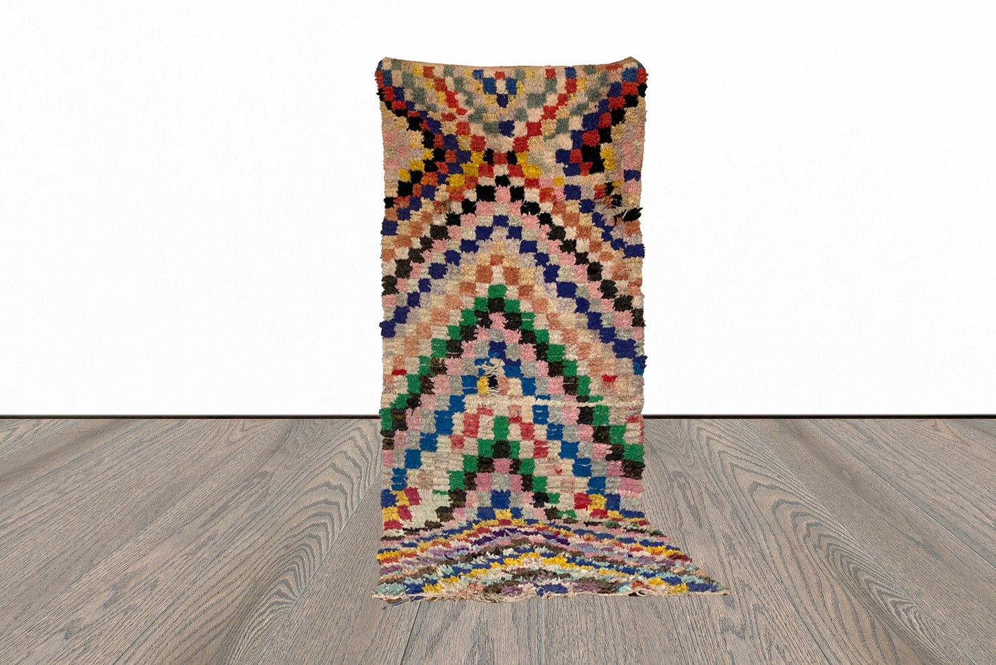 Boucherouite Moroccan runner rug 3x9 ft.