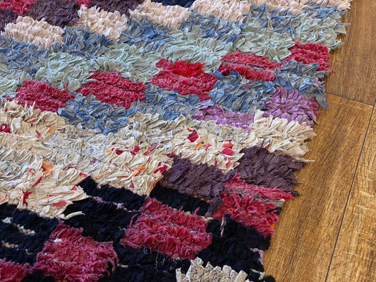 Boucherouite Moroccan area rug 3x7 ft.