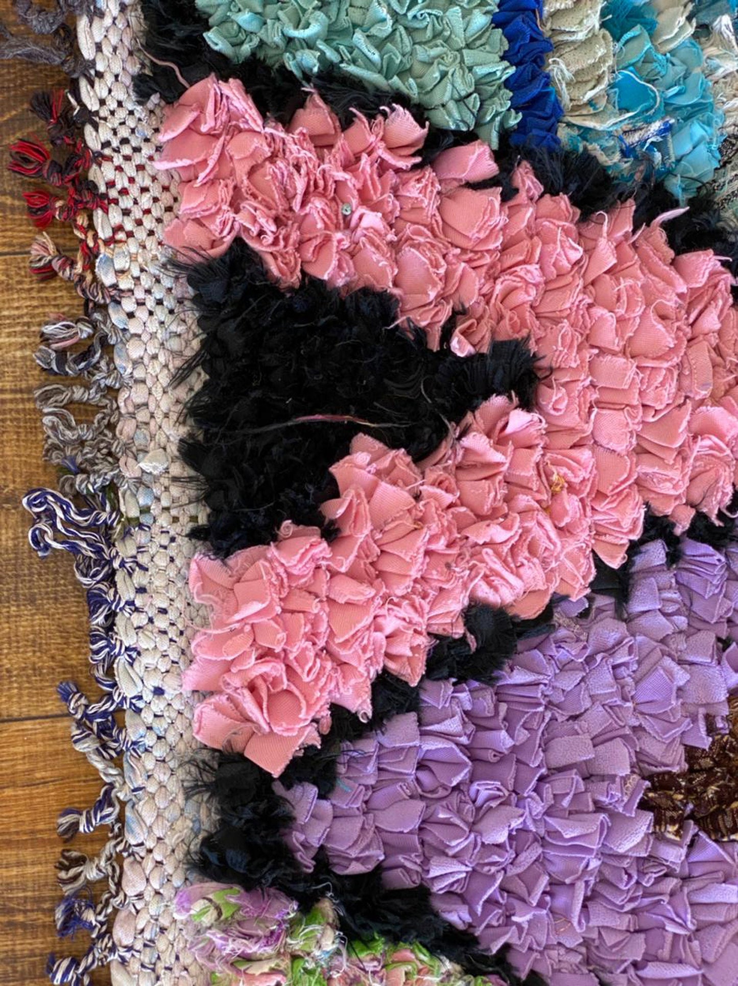 2x9 ft Moroccan Boucherouite runner rug.