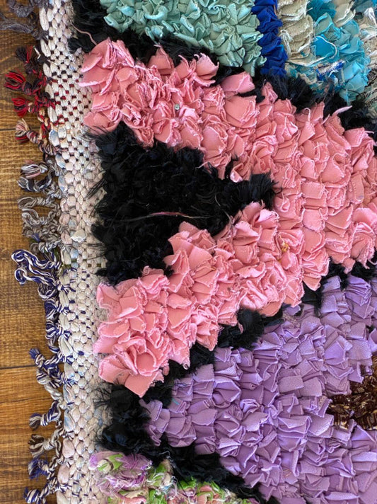 Tapis de couloir marocain Boucherouite 2x9 pieds.