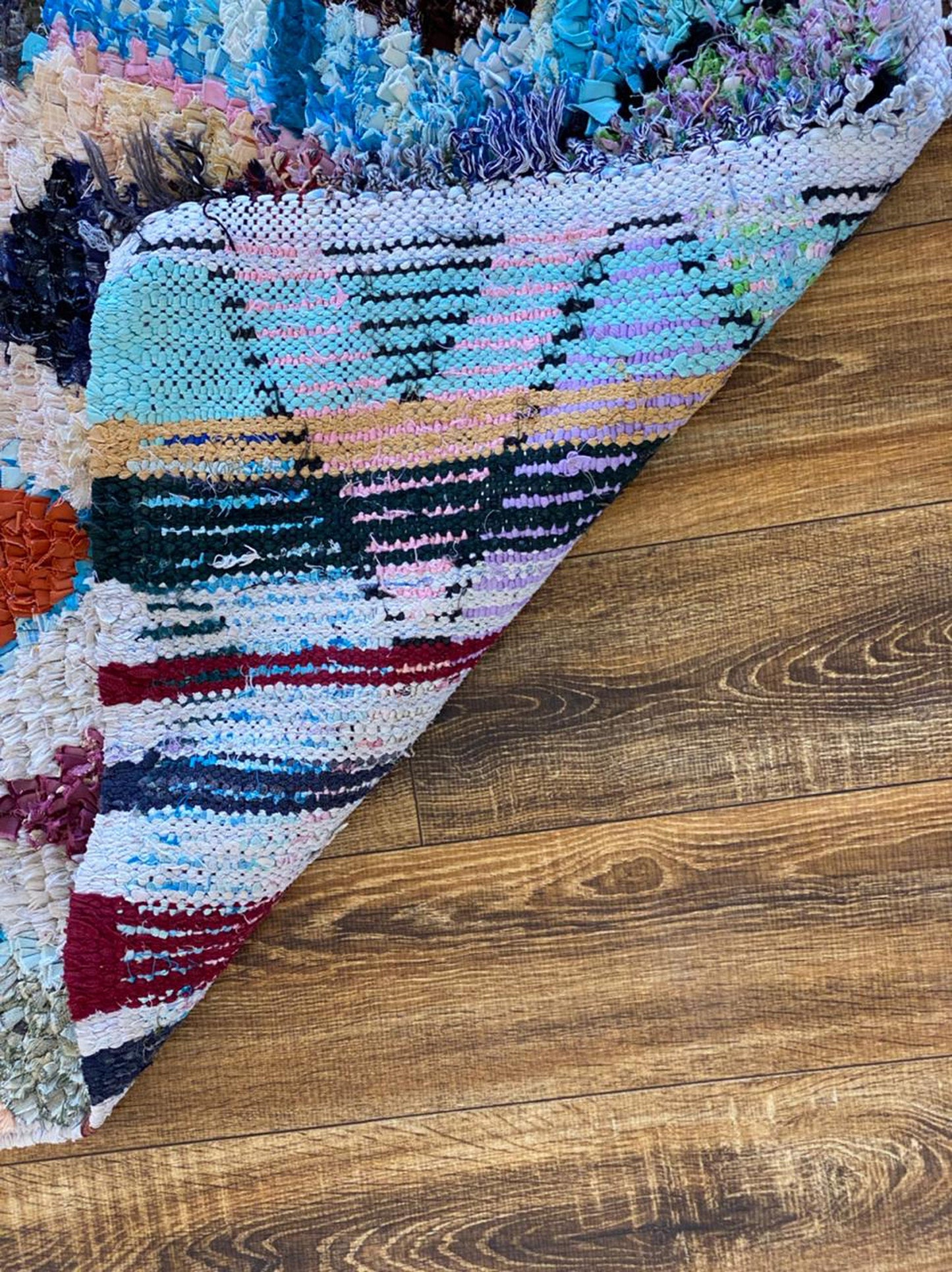 2x9 ft Moroccan Boucherouite runner rug.