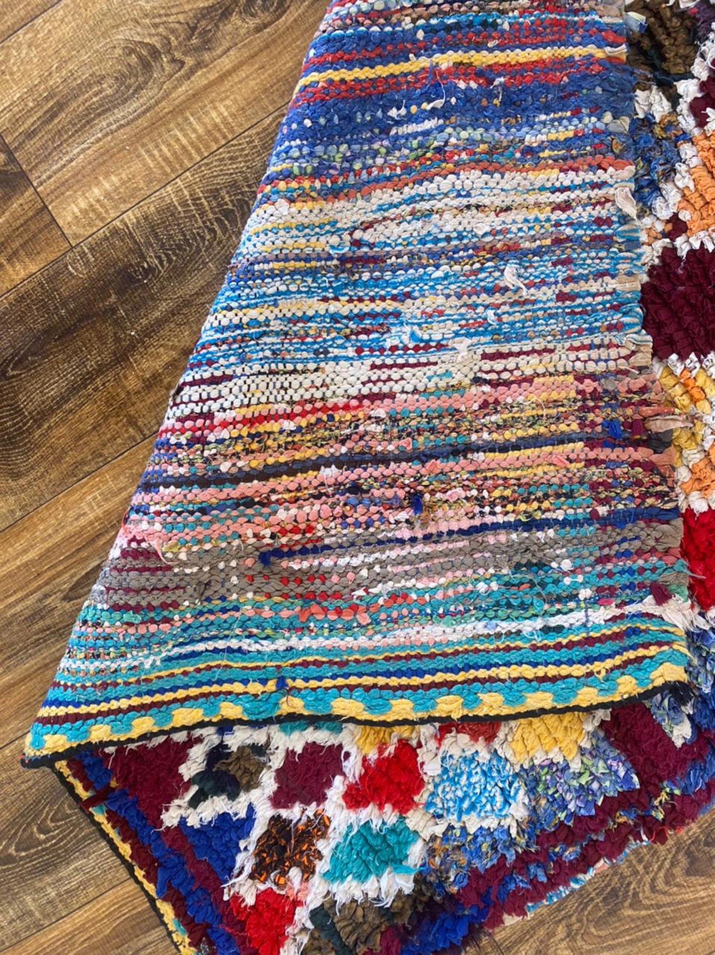 Colorful 3x6 ft Moroccan vintage Berber area rug .
