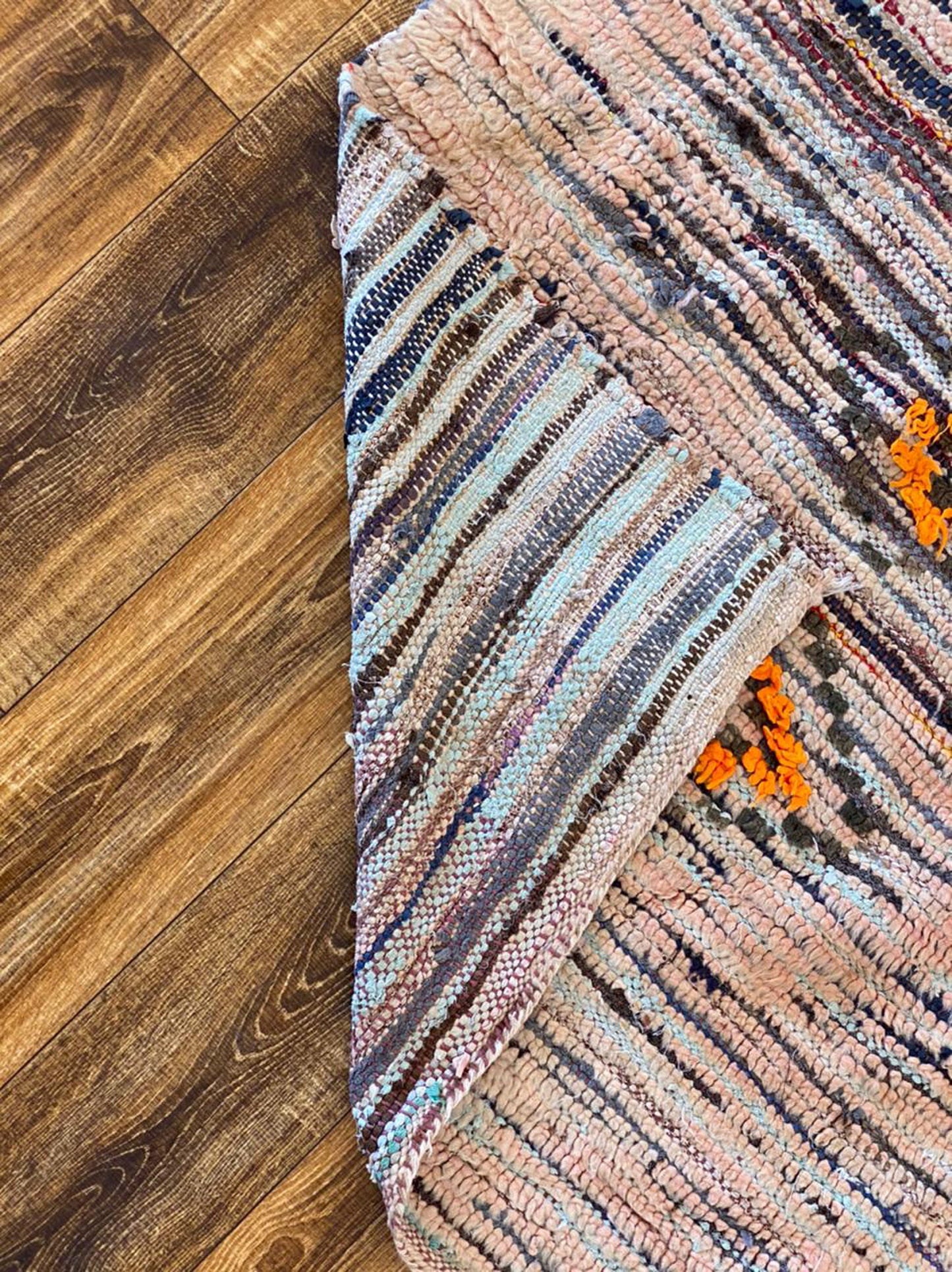 3x6 ft Moroccan vintage wool area rug.