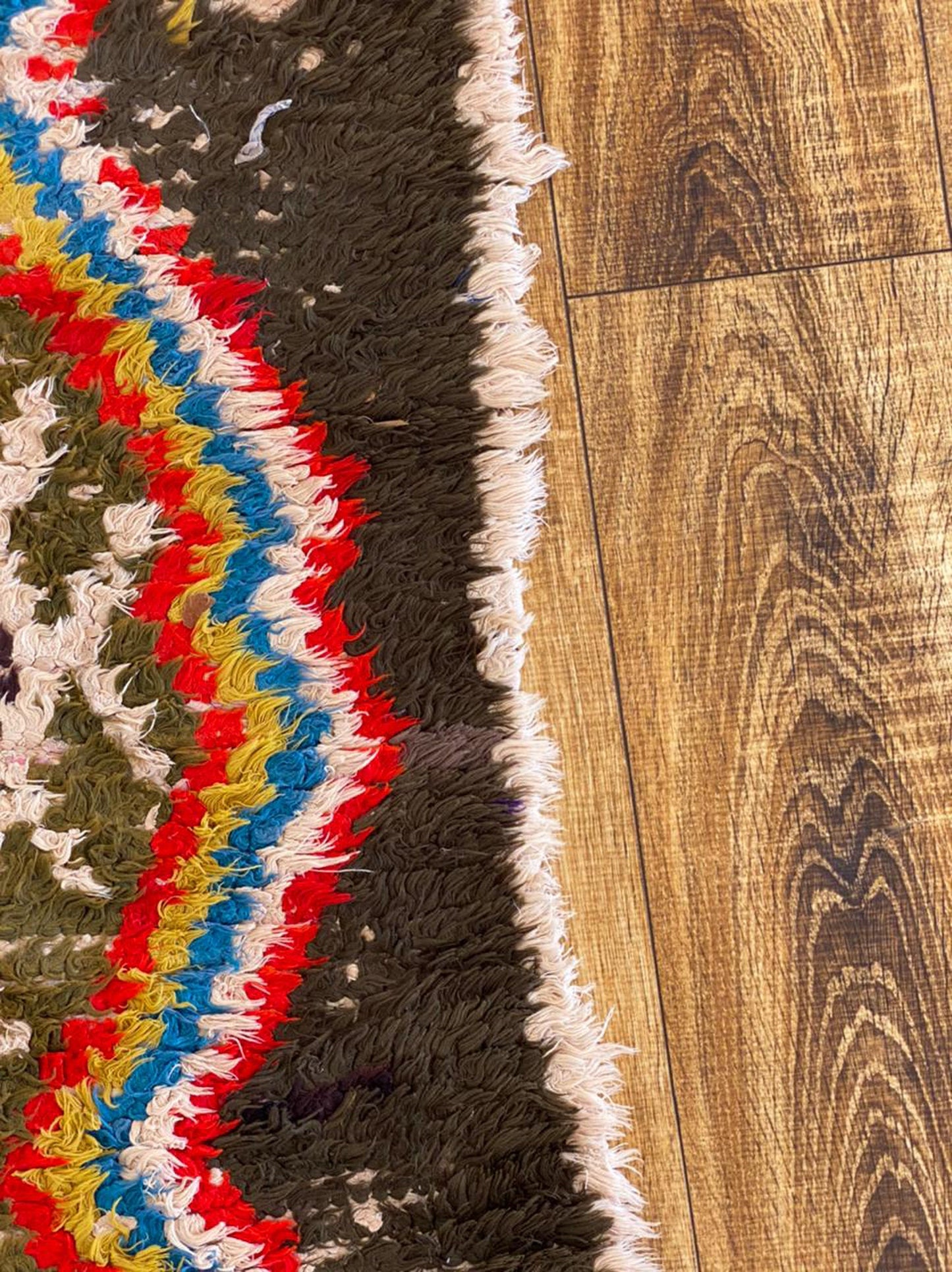 3x7 ft Moroccan vintage Berber rug, Azilal woven area rug.