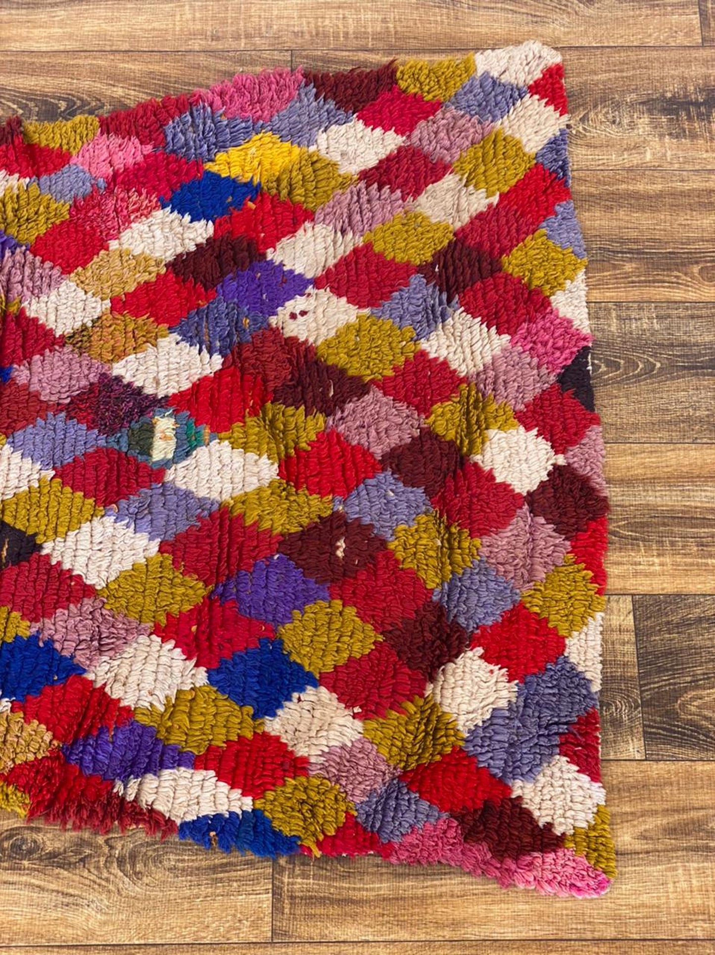 3x5 ft Moroccan vintage Berber rug, woven small area rug .