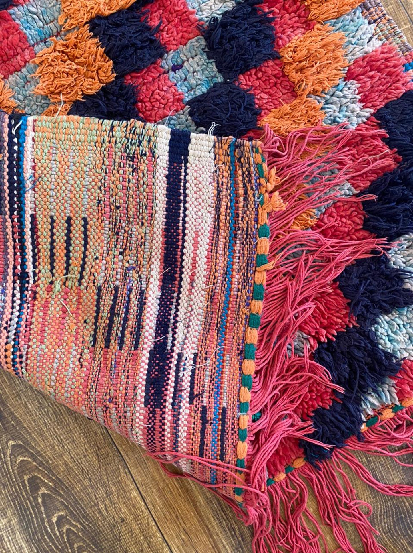 Moroccan vintage woven Berber runner rug 3x7 ft.