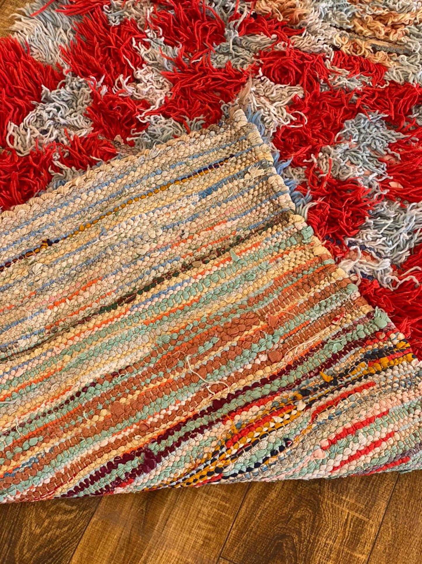 3x10 ft Moroccan vintage Berber checkered runner rug .