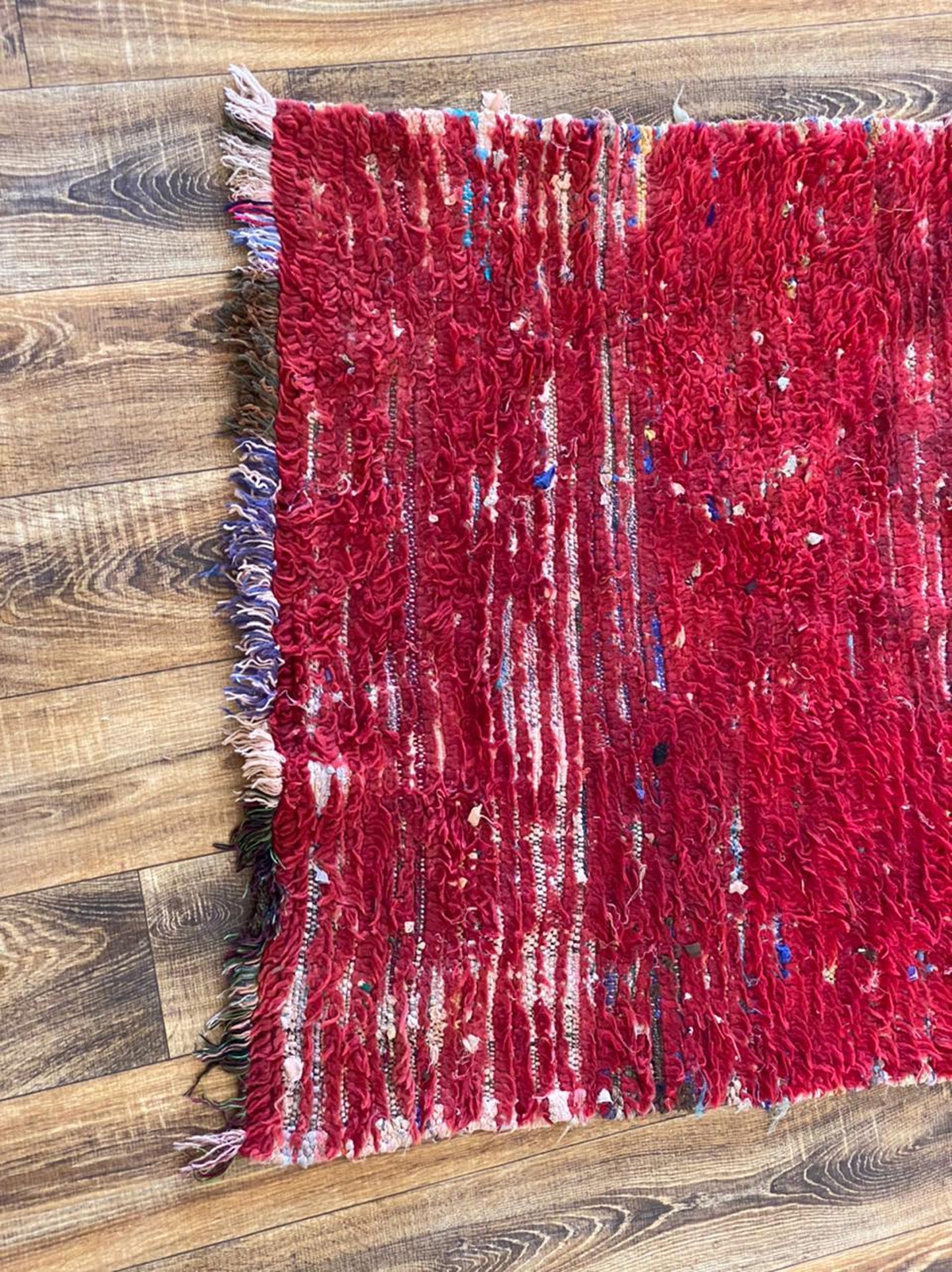 Moroccan red narrow runner rug 3x11 ft.
