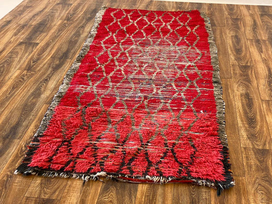 3x8 ft Moroccan vintage area rug.