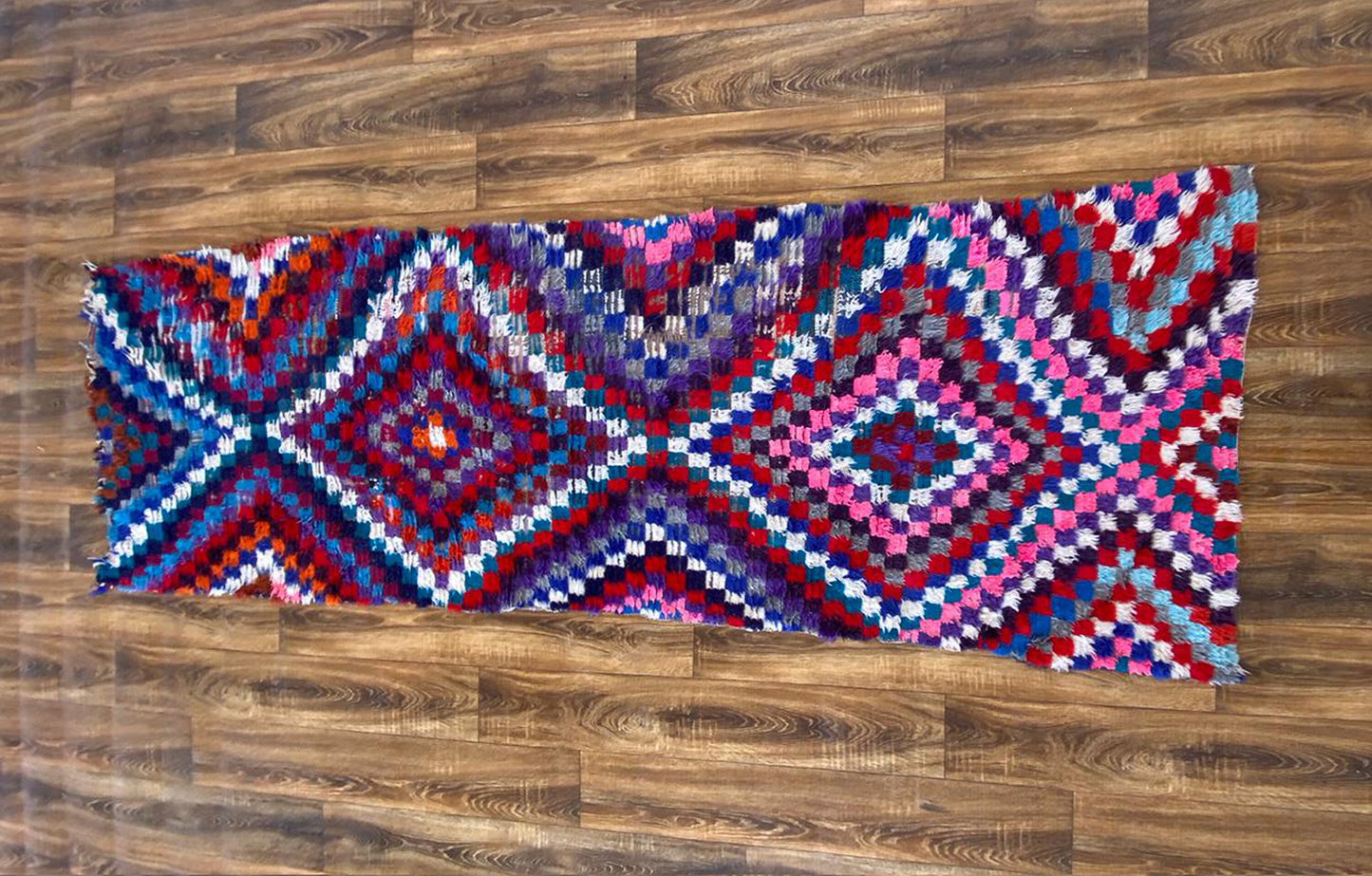 3x8 ft Moroccan vintage runner, woven Azilal Berber runner rug.