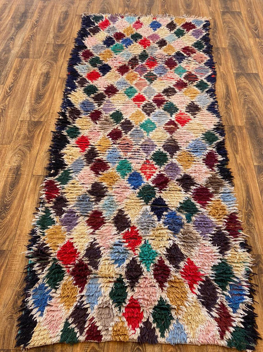 Moroccan Berber colorful runner rug 3x10 ft.
