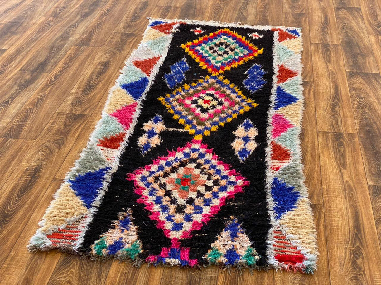 Moroccan woven colorful rug 3x7 ft.