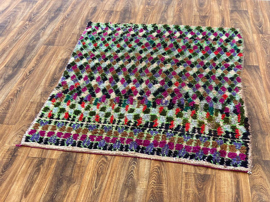 Vintage Moroccan Berber rug 4x5 ft.