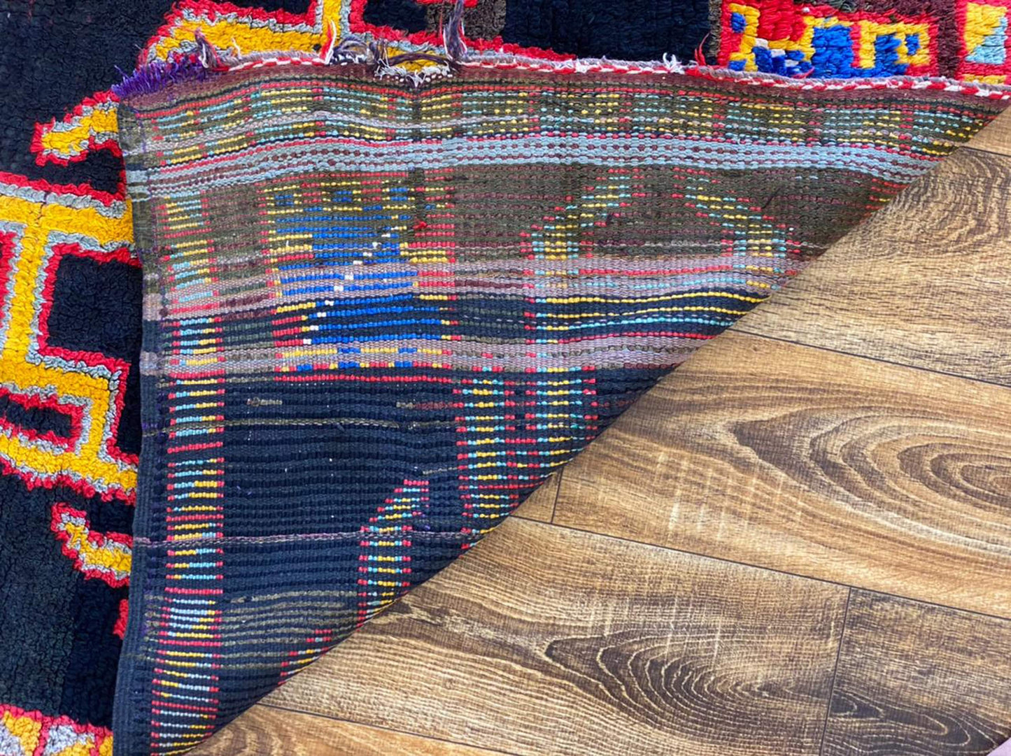 Old Rare woven Moroccan Rug, 2x6 black Narrow runner Rugs